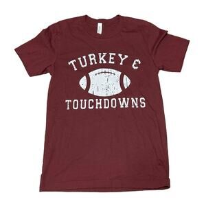 Fall Turkey‎ & Football Burgundy T Shirt Small